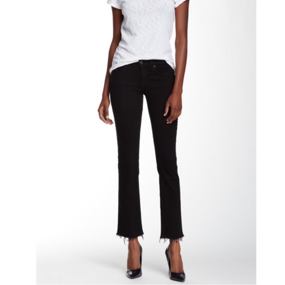 Rag & bone Straight Leg Black Jeans Size 26 Casual Stretch Minimalist Raw Hem